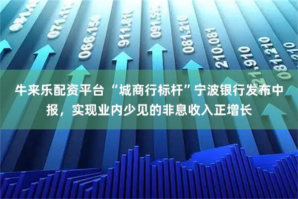 牛来乐配资平台 “城商行标杆”宁波银行发布中报，实现业内少见的非息收入正增长